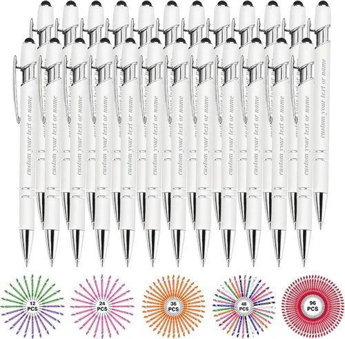 Miniatura 36 de Bolígrafos personalizados con nombre a granel, juego de bolígrafos personalizados, lápiz capacitivo grabado, logotipo, texto, regalo para negocios