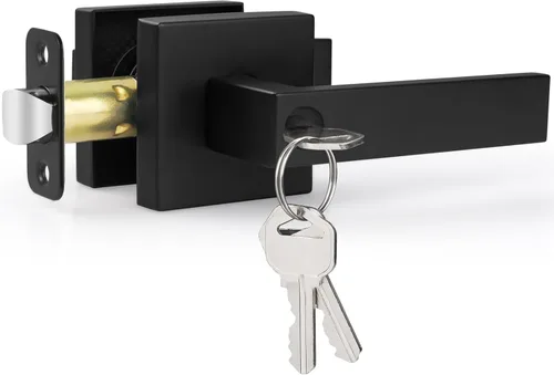 Miniatura 26 de Estmoon Paquete de 2 palancas de puerta de paso, pomos de puerta negros mate, manijas de puerta cuadradas para interiores, palancas resistentes sin