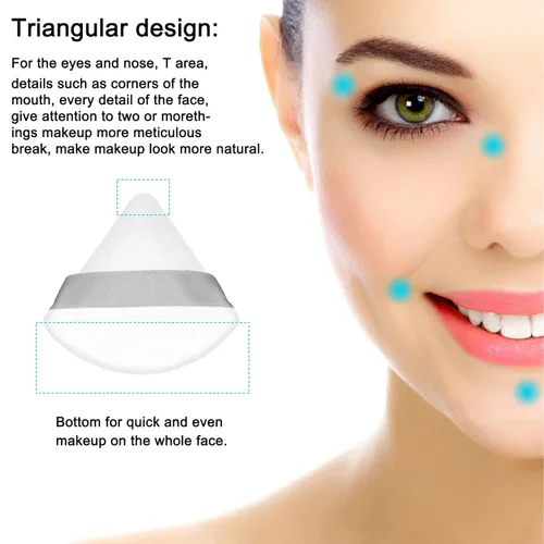 Miniatura 2 de 12 esponjas de maquillaje cosméticas, 2.76 pulgadas, portátil, suave, esponja, ajuste facial, terciopelo triangular con asa de cinta para polvo 6