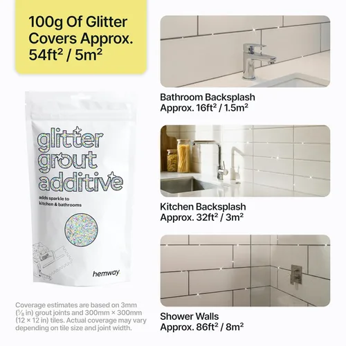 Miniatura 5 de Hemway Aditivo de lechada con purpurina de 3.53 oz para azulejos, baño, habitación húmeda, cocina, fácil de usar, añadir/mezclar con resina epoxi