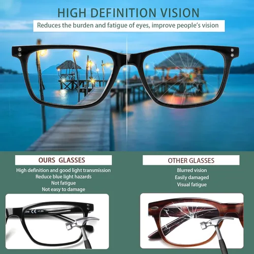 Miniatura 7 de JOSCHOO Paquete de 5 lentes de lectura para hombres y mujeres, bisagras de resorte, anteojos cómodos para leer (5Clours-3, 4.0)