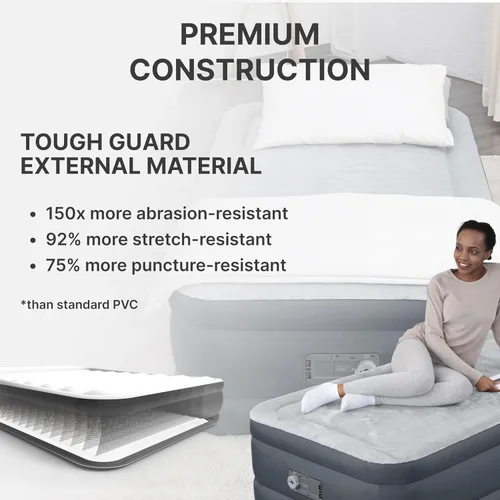 Miniatura 4 de SleepLux Colchón de aire tamaño individual Parte superior cómoda súper suave, protector resistente extra duradero con almohada incorporada Cama