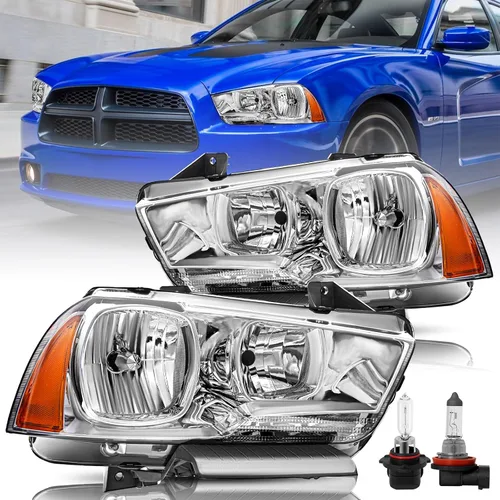 Miniatura 11 de Conjunto de faros halógenos compatible con Dodge Charger 2015-2023 con doble barra LED DRL, par izquierdo del conductor izquierdo