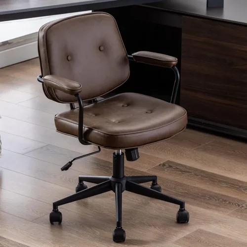 Miniatura 8 de Ya-Home Silla de escritorio giratoria moderna con reposabrazos, cómoda silla de computadora de altura ajustable con ruedas, silla de escritorio