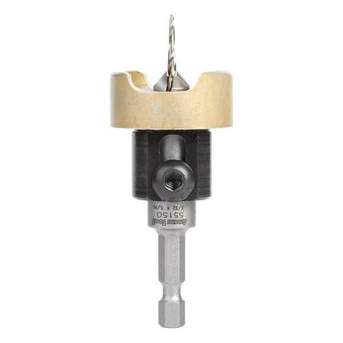 Miniatura 8 de Amana Tool Avellanador de 82 grados con broca cónica y tope de profundidad ajustable, 55155, 1/2 D x 3/16 D de broca x vástago hexagonal