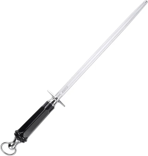 Miniatura 8 de Afiladores profesionales de acero para afilar cuchillos de 12 pulgadas, varilla de afilado de alto carbono, líneas finas, alta dureza, afilado de 10