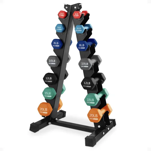Miniatura 16 de HolaHatha Neoprene Dumbbell Weights Set w/Rack, Home Gym Equipment - Portable Weighted Exercise Dumbbells for Fitness, Training, and Lifting