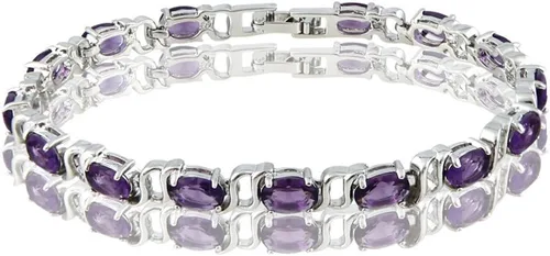 Miniatura 2 de RIZILIA Pulsera de tenis chapada en oro blanco de 18 quilates con circonita cúbica de corte ovalado, 7