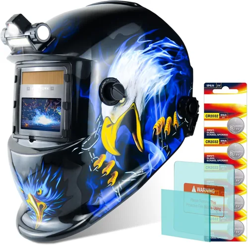 TRQWH - Casco de soldar con luz, color real, oscurecimiento automático, cascos de soldadura para hombres, con energía solar, con capucha de