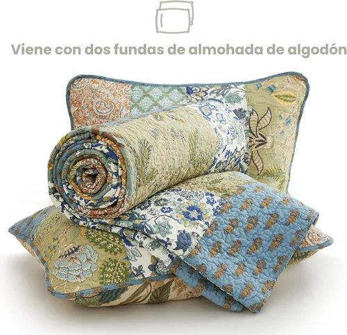 Miniatura 6 de Secgo - Juego de edredón tamaño King, 100% algodón, juego de cama tamaño King, verde, sábanas de salvia (96 x 108 pulgadas) con 2 fundas