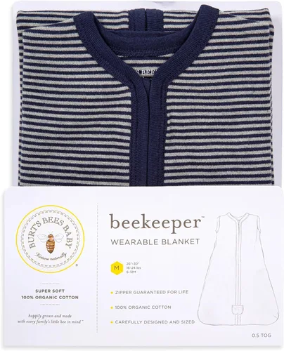 Miniatura 3 de Burt's Bees Beekeeper - Manta unisex para bebé, de algodón 100% orgánico para usar Midnight Stripe