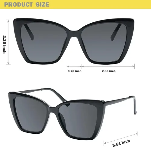 Miniatura 5 de Mosanana Gafas de sol de ojo de gato de gran tamaño para mujer, estilo moderno, modelo GLAM