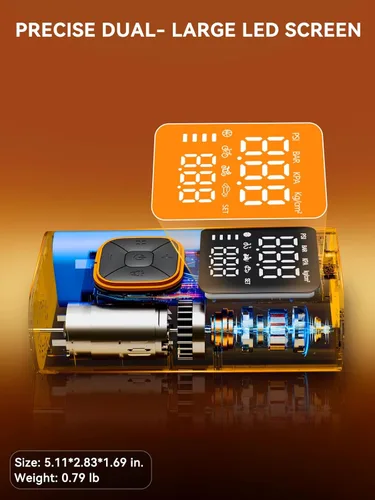 Miniatura 5 de Inflador de neumáticos, compresor de aire portátil, bomba de bicicleta con pantalla digital de valores duales, bomba de aire de neumáticos de coche