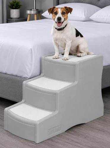 Miniatura 6 de Pet Gear Easy Step III Escalera para mascotas, 3 escalones para gatos/perros, alfombras lavables extraíbles, para mascotas de hasta 150 libras,