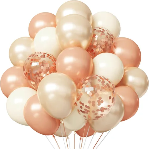 Miniatura 8 de Pink and Orange Balloons, 55PCS light pink balloons 12inch Pink Orange Confetti Balloons for Baby Shower, Birthday, Wedding, Tropical Party