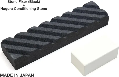 Miniatura 2 de Yoshihiro Fijador de piedra para afilar cuchillos y herramientas de chef de piedra de Conditoning de Nagura (juego regular, negro)
