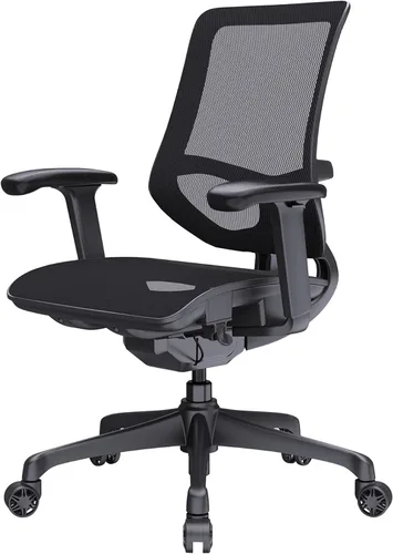 Miniatura 7 de WorkPro Silla de oficina ergonómica de malla y malla con respaldo medio, negro/negro, compatible con BIFMA