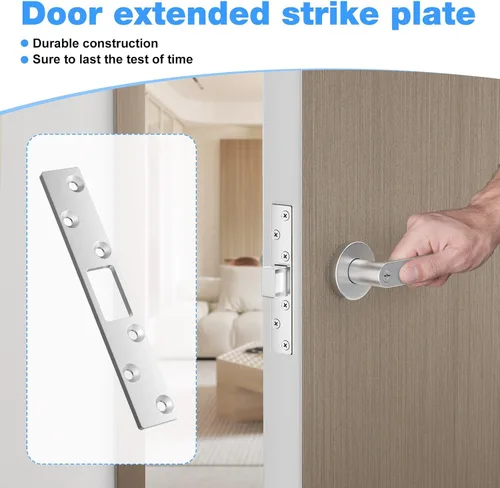 Miniatura 2 de Deadbolt Armor - Placa de golpeo extendida de 6 pulgadas para puerta residencial resistente, paquete de 3 (plateado)