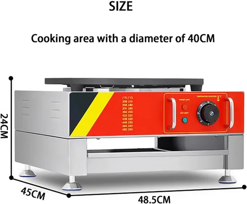 Miniatura 8 de Fabricante eléctrico de crepé, fabricante de panqueques grande de 16 pulgadas, plancha de crepé con esparcidor de madera, máquina eléctrica 110V
