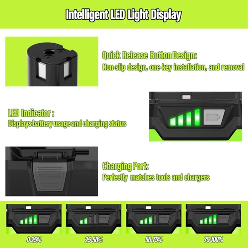 Miniatura 3 de Paquete de 2 baterías de repuesto de 5000mAh para Ryobi 18V Batería P102 P103 P104 P105 P107 P108, compatibles con herramientas inalámbricas Ryobi