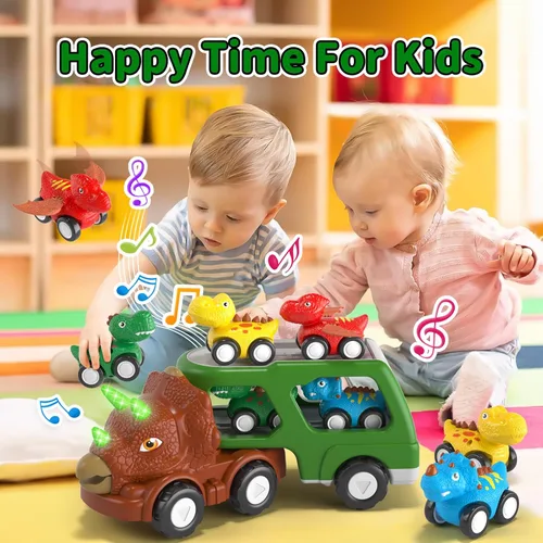 Miniatura 5 de newcrave Coche de dinosaurio 5 en 1 para niños pequeños, juguete para niños de 1, 2, 3, 4, 5 años, camión de dinosaurios para niños pequeños de 1-3