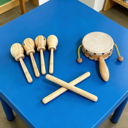 Miniatura 7 de SINJEUN 16 pares (paquete de 32) palos de ritmo de madera, instrumentos de percusión musical de clavos de madera clásica de 8 pulgadas, palos lummi