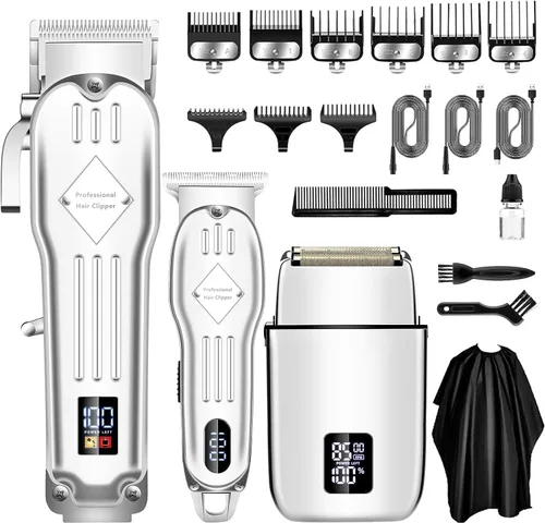 SUNNOW Cortapelos Profesional Inalámbrico para Hombres, Afeitadoras Eléctricas de Lámina y Kit Recortador de Barba y Cabello, Máquinas de Corte de
