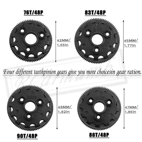 Miniatura 6 de RC 48P 90T Pieza de mejoras de engranajes rectos para 1/10 Slash Rustler Stampede Bandit 2WD VXL XL-5, nailon resistente 5PCS 90T Spur Gear Hops Up