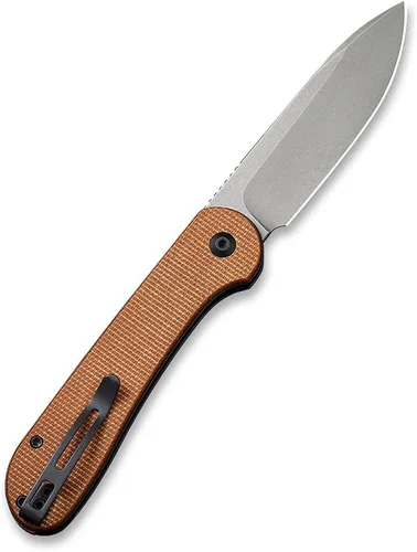 Miniatura 2 de CIVIVI Cuchillo plegable de bolsillo con mango de micarta de hoja 14C28N de 3.47 pulgadas, cuchillo Elementum con bloqueo de botón para EDC C2103D