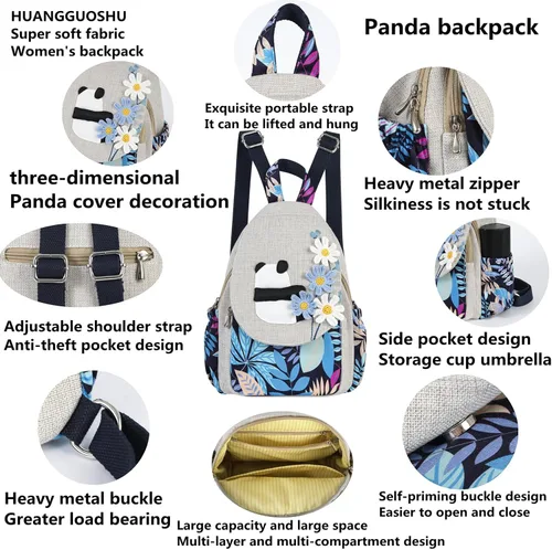 Miniatura 110 de HUANGGUOSHU Mochila de algodón tejida de algodón bohemio con bordado de lona estilo bohemio con múltiples bolsillos retro linda mochila cartera