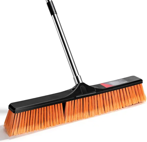 Miniatura 12 de MASTERTOP 24" Heavy Duty Push Broom with Ultra-Sturdy Adjustable Handle, 6-Layer Stiff Bristles Garden Yard Broom, Outdoor Sweeping Brush for