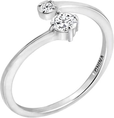 Miniatura 3 de Anillo de plata de ley chapada en platino con circonita Swarovski y 2 piedras de corte redondo