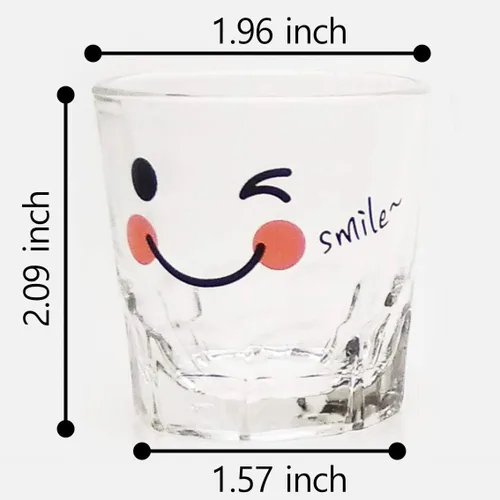 Miniatura 3 de LENITH ] Juego de vasos de chupito coreanos Soju, 1.7 onzas, vidrio transparente con carácter, vidrio en forma de corazón para whisky, tequila