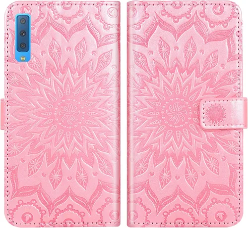 Miniatura 4 de Funda de teléfono para Samsung Galaxy A7 2018 con protector de pantalla de vidrio templado, funda delgada con tapa para tarjetero, accesorios