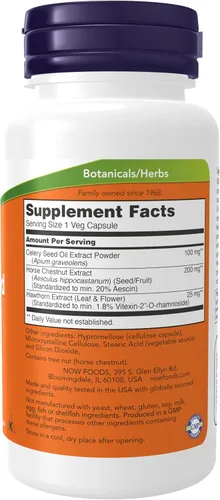 Miniatura 2 de NOW Foods Suplementos, extracto de semilla de apio, más extractos de castaño de indias y espino, 60 cápsulas vegetales