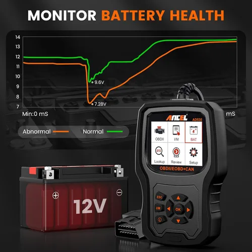 Miniatura 4 de ANCEL AD530 - Escáner OBD2 para automóvil, lector de código de diagnóstico con definición de código mejorada y gráficos de estado de la batería