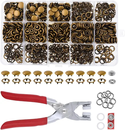 Miniatura 10 de Kit de botón de presión de metal Mandala Crafts - Botones a presión y herramienta de cierre a presión - Cierres coloridos de 9.5mm para coser, ropa