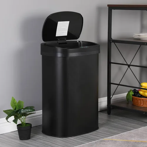 Miniatura 4 de Furniture of America Verbena - Bote de basura de metal de 13 galones con tapa de sensor de movimiento para cocina, color negro