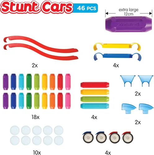 Miniatura 4 de SmartMax Stunt Cars - Juego de construcción de descubrimiento magnético STEM con vehículos en movimiento con piezas de construcción seguras