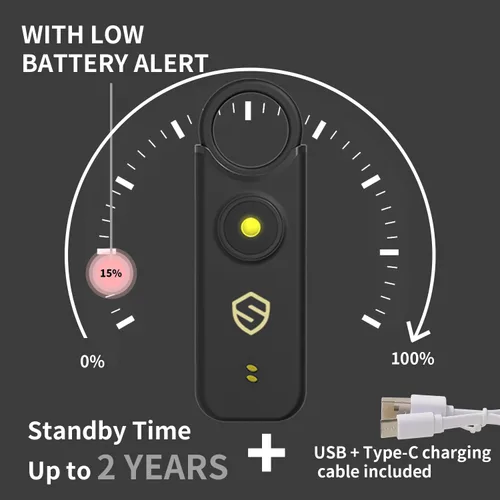 Miniatura 3 de Alarma personal para mujeres, hombres, niños, ancianos, autodefensa, diseñada por mujeres, altavoces adicionales de 140 dB con luz estroboscópica