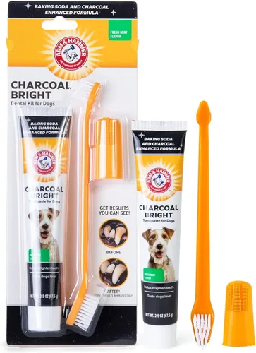 Arm & Hammer for Pets Dog Dental Care Kit de aliento fresco | Incluye pasta de dientes para perros de bicarbonato de sodio Arm & Hammer y cepillo de