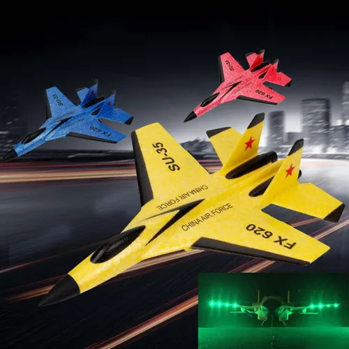 Miniatura 5 de Feamos Fmingdou Avión Rc, avión RC realista SU-35 Fighter EPP Avión de espuma para niños Fácil vuelo antichoque Control remoto avión para niños 13.0