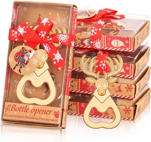 24 abrebotellas de reno de Navidad para bodas, despedidas de soltera o baby shower, regalos para invitados, decoraciones de fiesta de Navidad,
