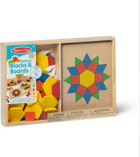 Miniatura 9 de Melissa & Doug, Juego clásico de bloques de patrones y pizarras, Estándar, Multi