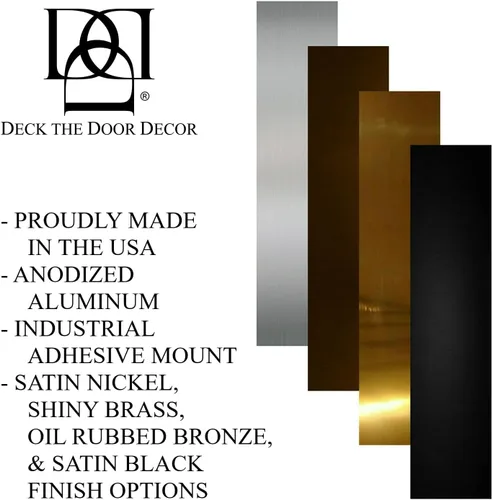 Miniatura 3 de Deck the Door Decor Placa de empuje de puerta - Montaje adhesivo 3M - Varios tamaños y acabados (níquel satinado, 4 x 16)