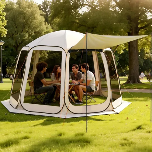 Miniatura 13 de VEVOR Tienda de campaña emergente con pantalla, 6 x 6 pies, carpa con pantalla de 6 lados para 4-6 personas con toldo extendido, toldo con pantalla