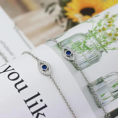 Miniatura 3 de Evil Eye Bracelet for Women, Silver Stainless Steel Bracelet as Protection Amulet for Girls, Good Luck Bracelet as Birthday Gifts for Daughter