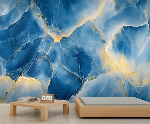 Miniatura 22 de Mural de lobo azul, papel tapiz de animales misteriosos, decoración del hogar de estética oscura, mural de pared de animales salvajes, murales
