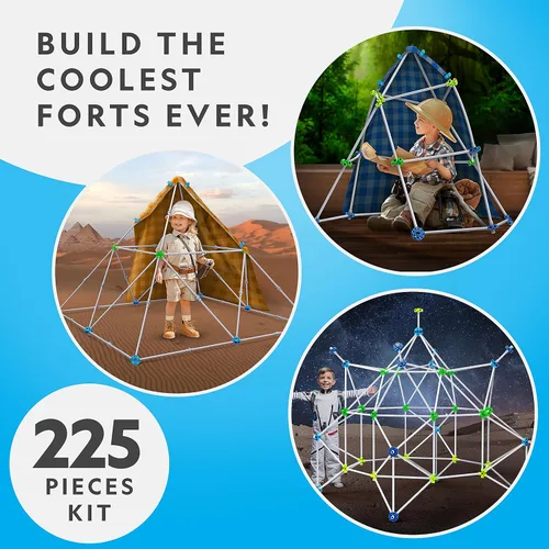 Miniatura 3 de National Geographic Kit de construcción de fuertes para interiores, 225 piezas para juego creativo, juguetes de construcción STEM para niños de 6 a