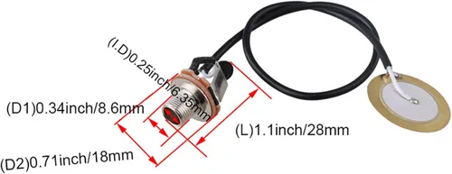 Miniatura 6 de Lovermusic Piezas de repuesto piezoeléctricas del contacto del micrófono de la recogida del transductor piezoeléctrico del diámetro del zócalo